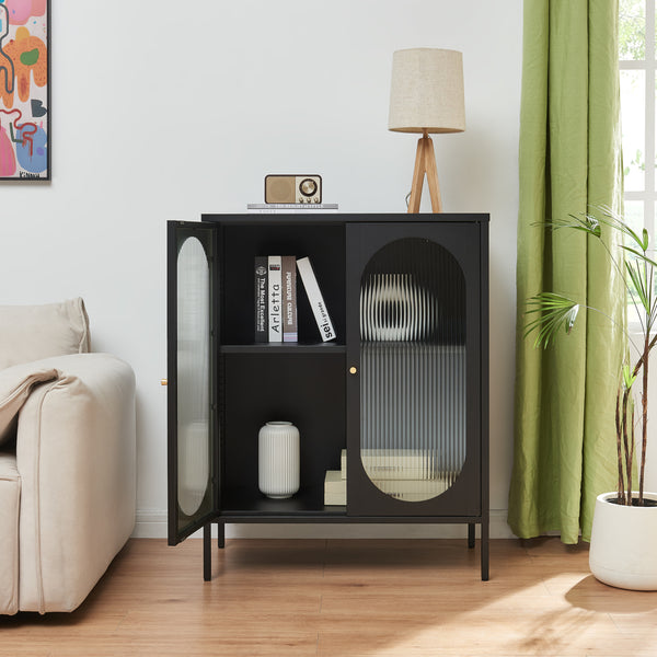 Aparador Karlskrona 102x80x40 cm Negro, mate [en.casa]