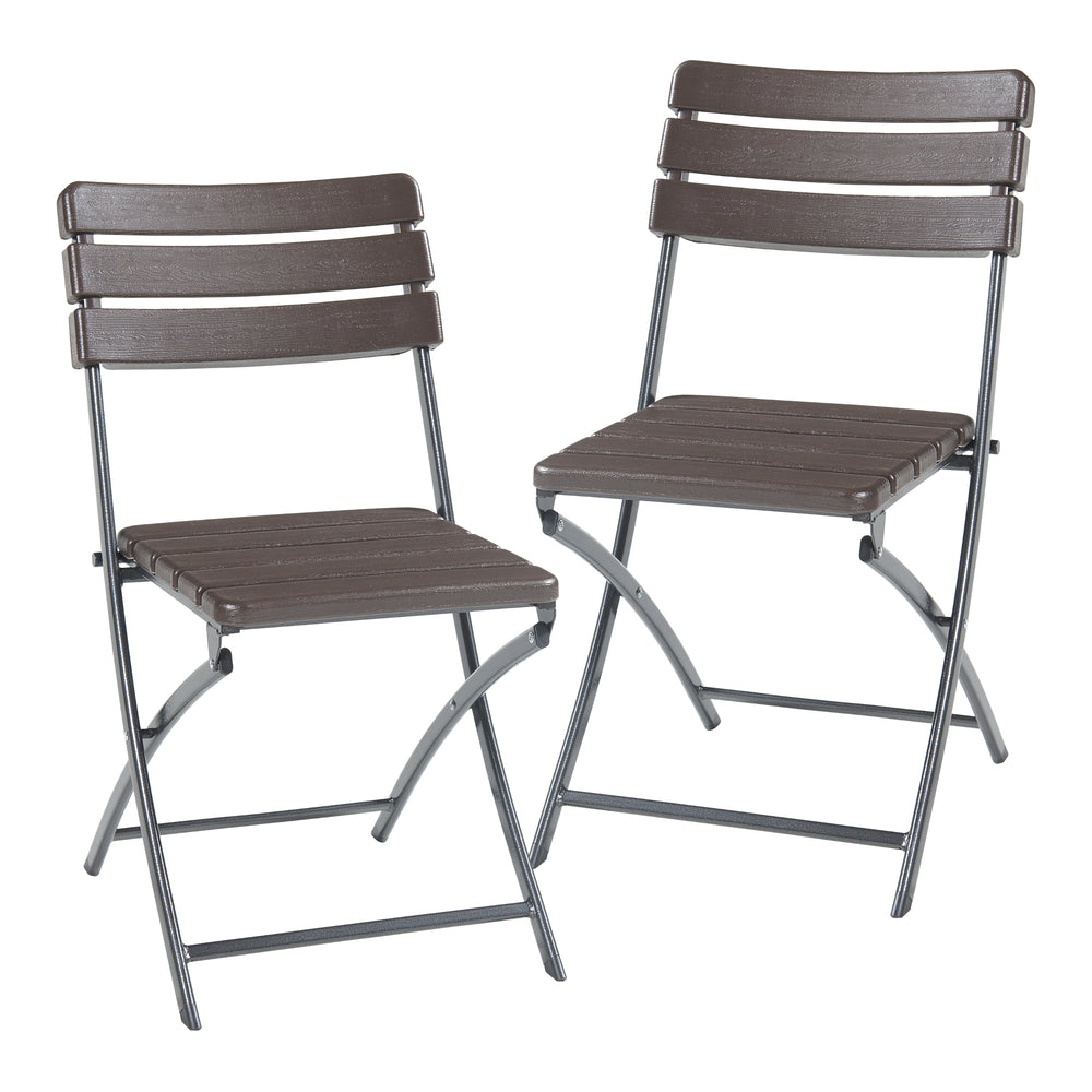 Juego de sillas plegables Lillestrøm 2 piezas, aspecto madera, marrón oscuro [en.casa] - premiumXL