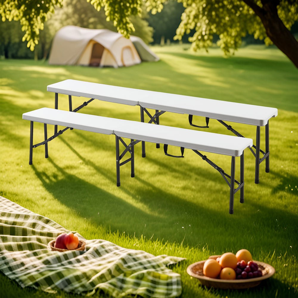 Conjunto de banco plegable Ljusnarsberg 2 piezas Blanco [en.casa]