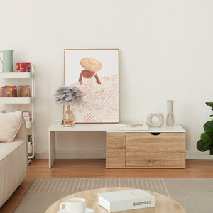 Mesa auxiliar Österåker 100x47,5x40 cm aspecto madera/blanco [en.casa]