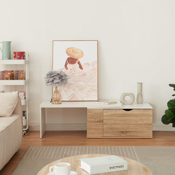 Mesa auxiliar Österåker 100x47,5x40 cm aspecto madera/blanco [en.casa]