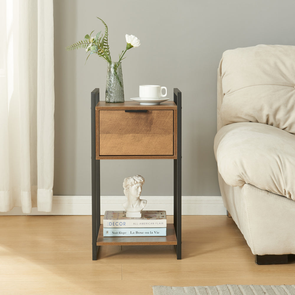 Mesa auxiliar Namsskogan 62x33x32cm aspecto nogal [en.casa] - premiumXL