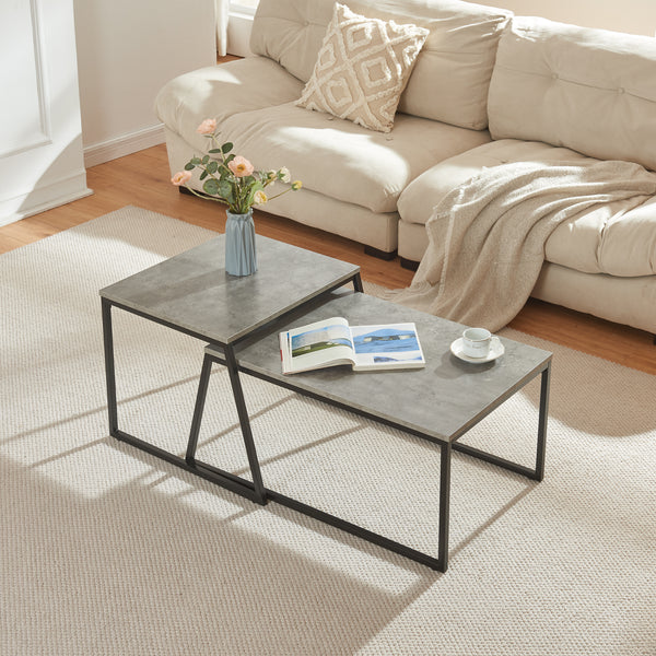 Mesa de comedor Hyllestad juego de 2 negro/efecto hormigón [en.casa]