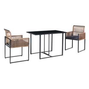 Conjunto de muebles de jardín Accadia 3 piezas Negro/Marrón [casa.pro]