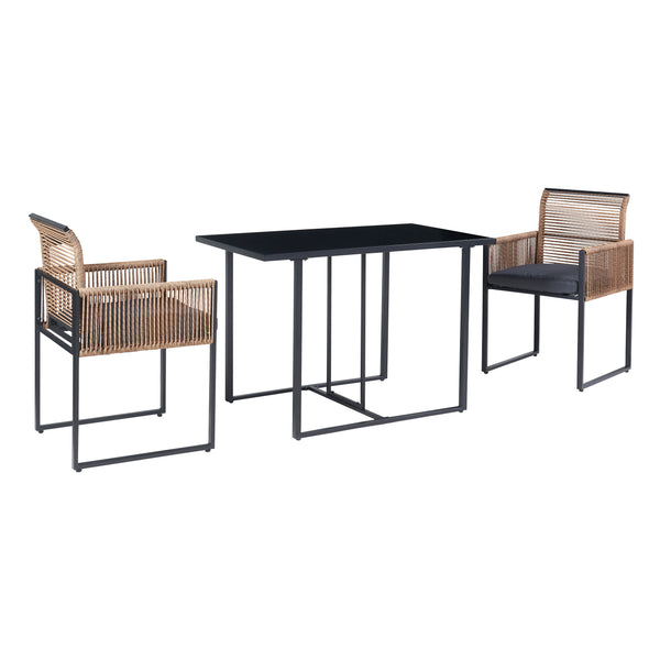 Conjunto de muebles de jardín Accadia 3 piezas Negro/Marrón [casa.pro]