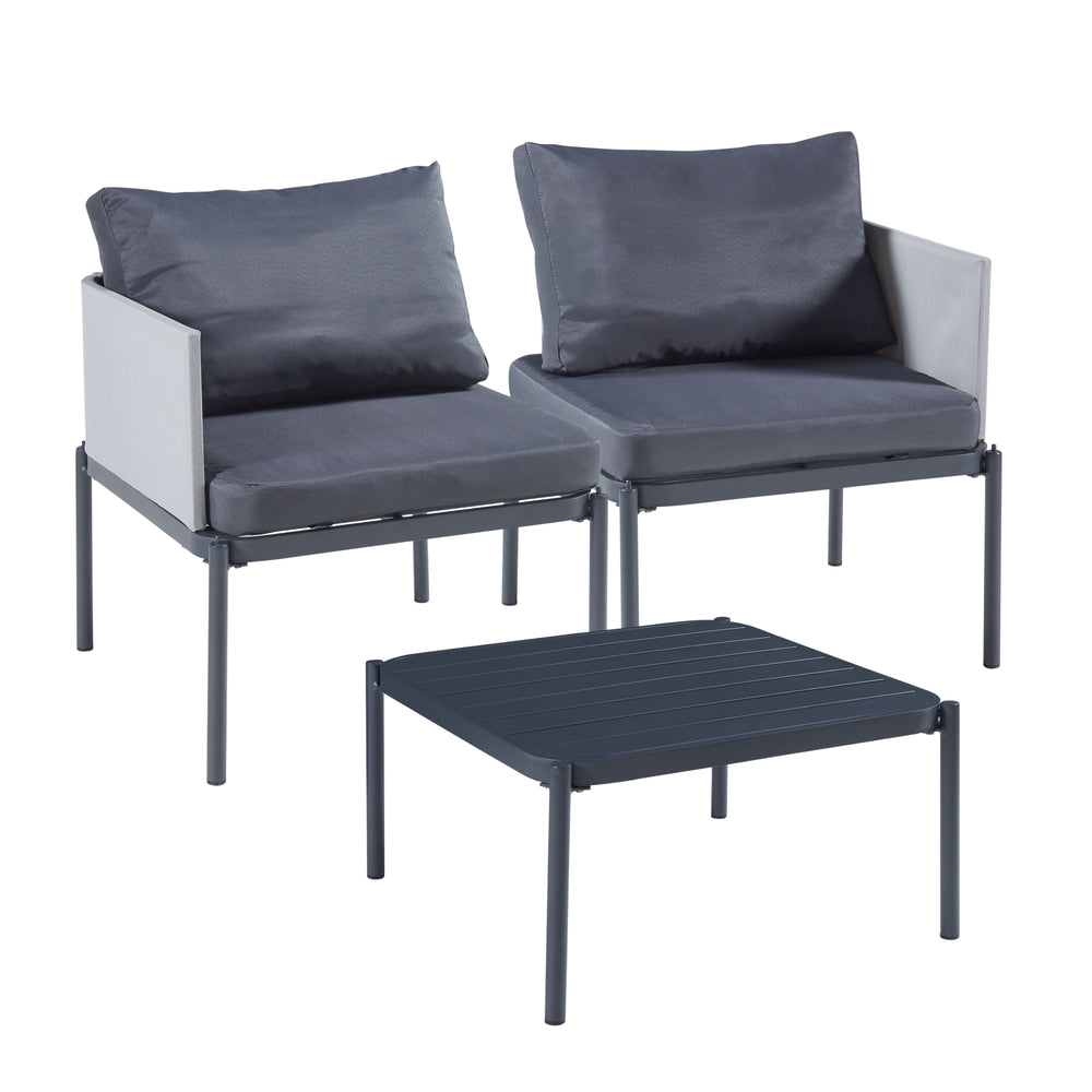Conjunto de muebles de jardín Accettura 3 piezas Aluminio Gris [casa.pro]