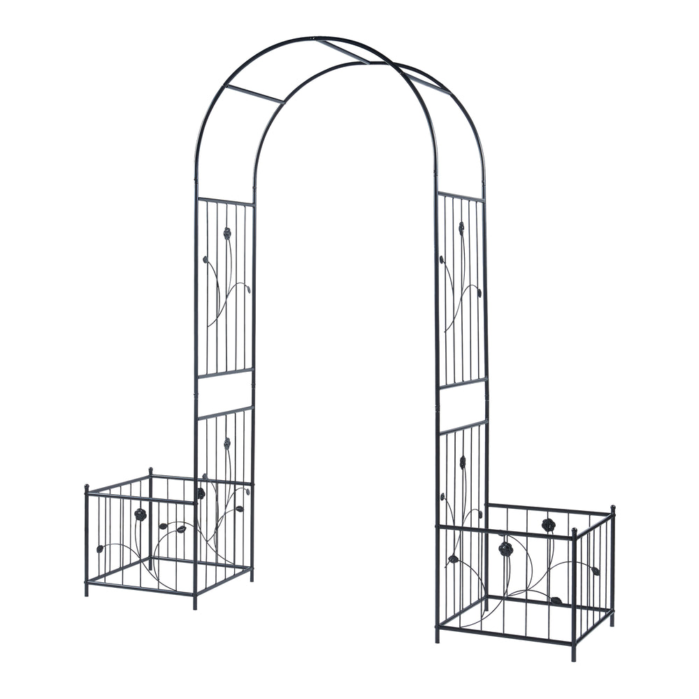 Arco de rosas Barisciano con 2 maceteros negro [casa.pro]