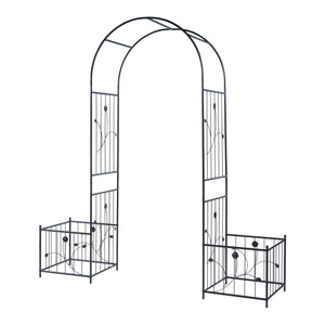 Arco de rosas Barisciano con 2 maceteros negro [casa.pro]