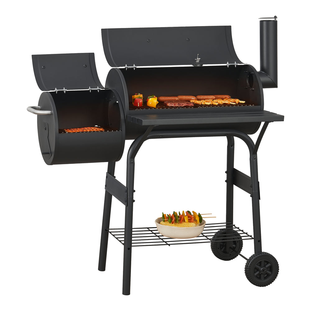 Carro de barbacoa para fumadores Arielli 115x110x64cm Negro [casa.pro]