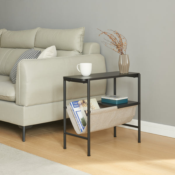 Mesa auxiliar Samnanger 60x28x53cm Negro [en.casa]