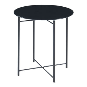 Mesa auxiliar Ödeshög con tablero de vidrio 45xØ42cm Negro [en.casa]