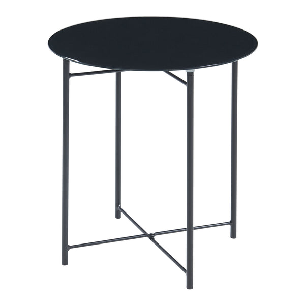 Mesa auxiliar Ödeshög con tablero de vidrio 45xØ42cm Negro [en.casa]