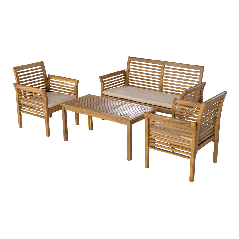Conjunto de muebles de jardín Candela 4 piezas madera de acacia color madera [casa.pro] - premiumXL