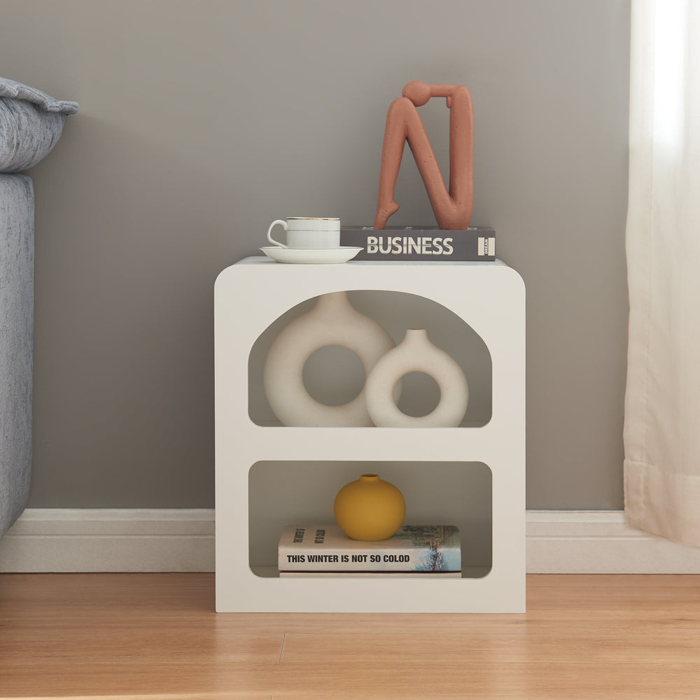 Mesa auxiliar Vågå 45x40x30 cm blanco [en.casa] - premiumXL