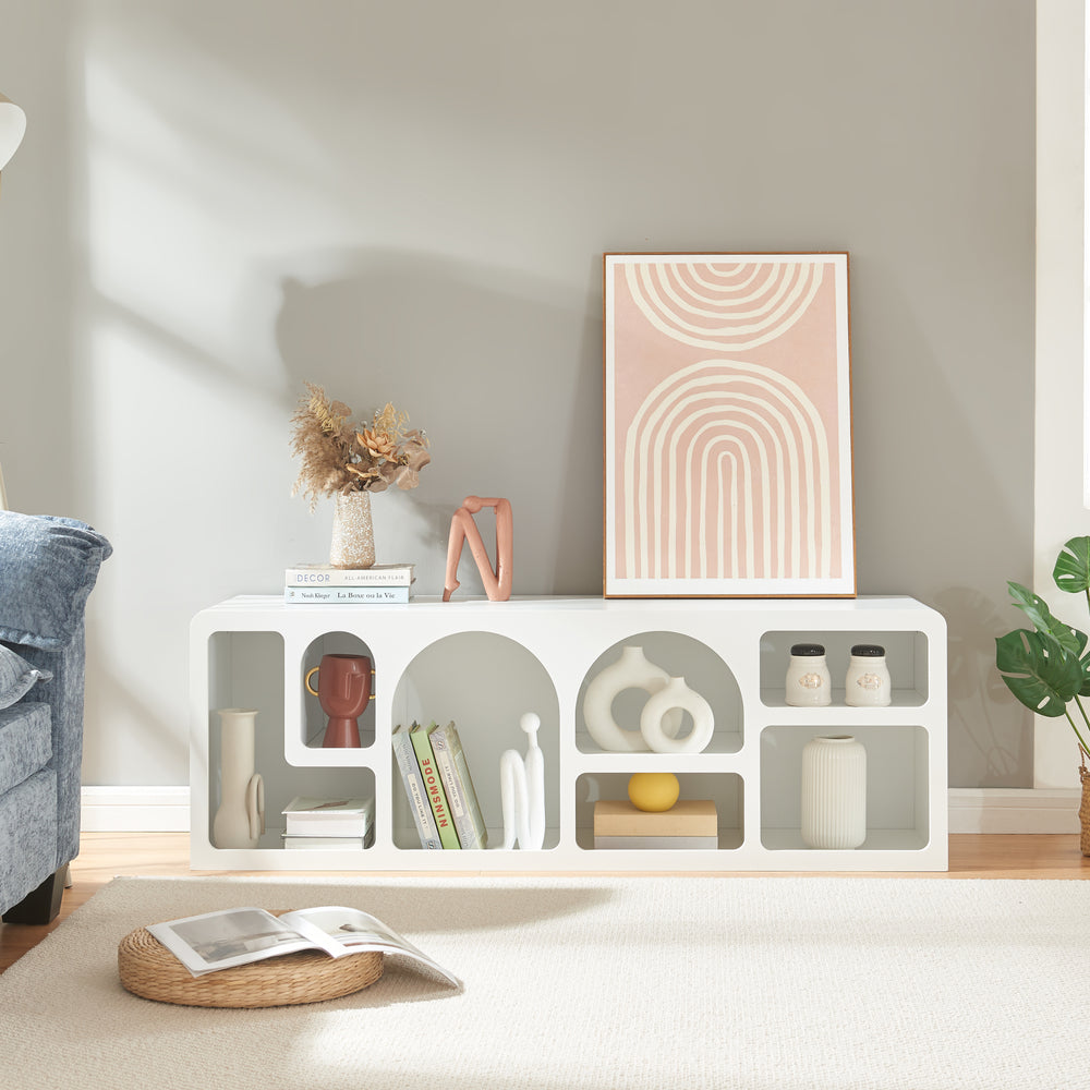 Mesa de televisión Vågå 140x40x48 cm blanco [en.casa] - premiumXL