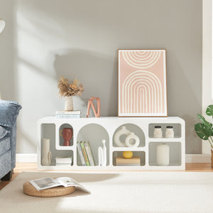 Mesa de televisión Vågå 140x40x48 cm Blanco [en.casa]