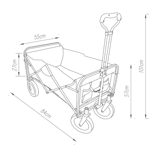 Carro de mano Stenlille 84x55 cm máx. 80kg Negro [pro.tec]
