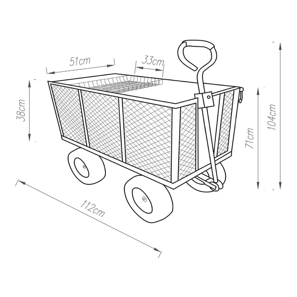 Carrito Corropoli 112x51 cm máx. 550kg Negro/Amarillo [pro.tec]