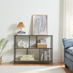 Mesa consola Övertorneå 100x30x75 cm Negro/Roble [en.casa]