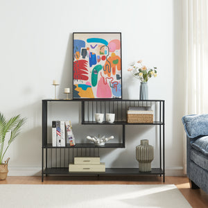 Mesa consola Oxelösund 120x33x80 cm Negro [en.casa]