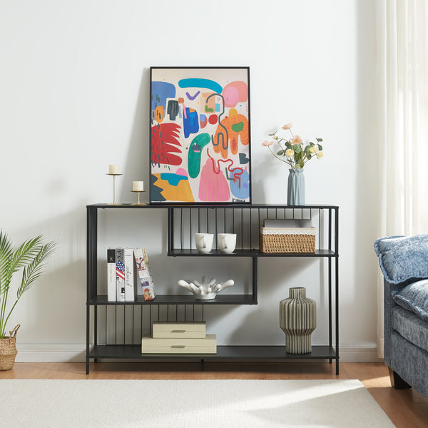 Mesa consola Oxelösund 120x33x80 cm Negro [en.casa]