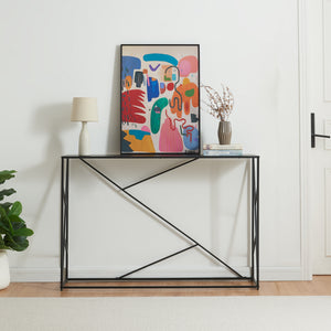 Mesa consola Rättvik 120x30x80 cm Negro [en.casa]