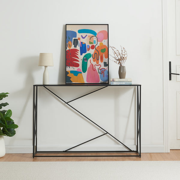 Mesa consola Rättvik 120x30x80 cm Negro [en.casa]