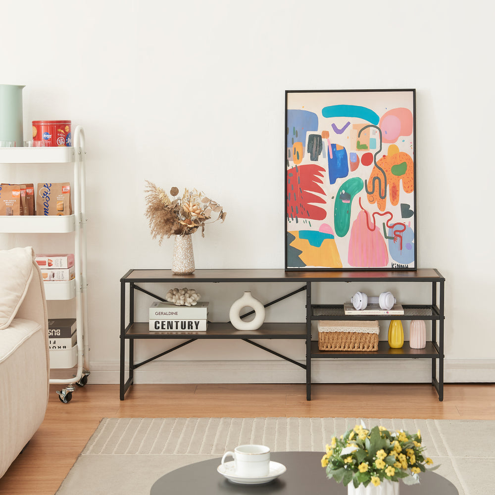 Mesa de televisión Västiarharg 120x30x46 cm negro/efecto nogal [en.casa] - premiumXL