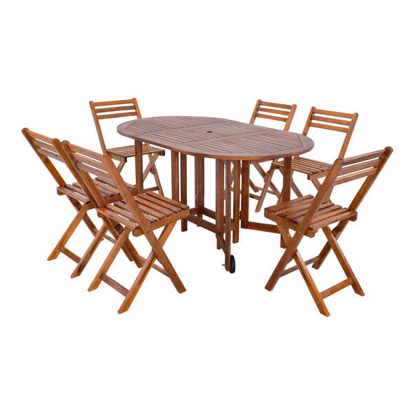 Conjunto de muebles de jardín Acerenza de 7 piezas. Madera de acacia con certificación FSC® [en.casa]
