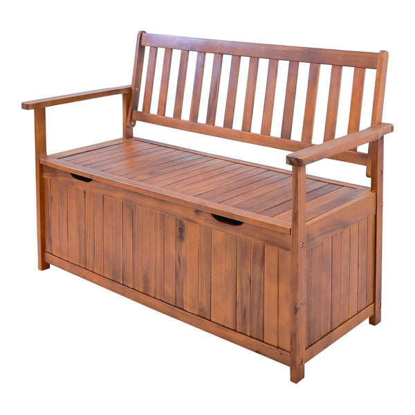 Banco de jardín Avezzano con compartimento de almacenamiento 130x60x88cm Acacia certificada FSC® [en.casa]