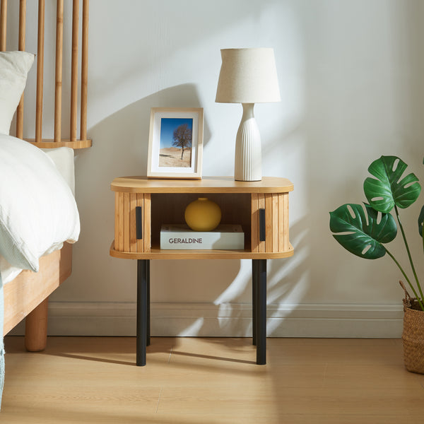 Mesa auxiliar Tvedestrand 48x30x45 cm color madera/negro [en.casa]