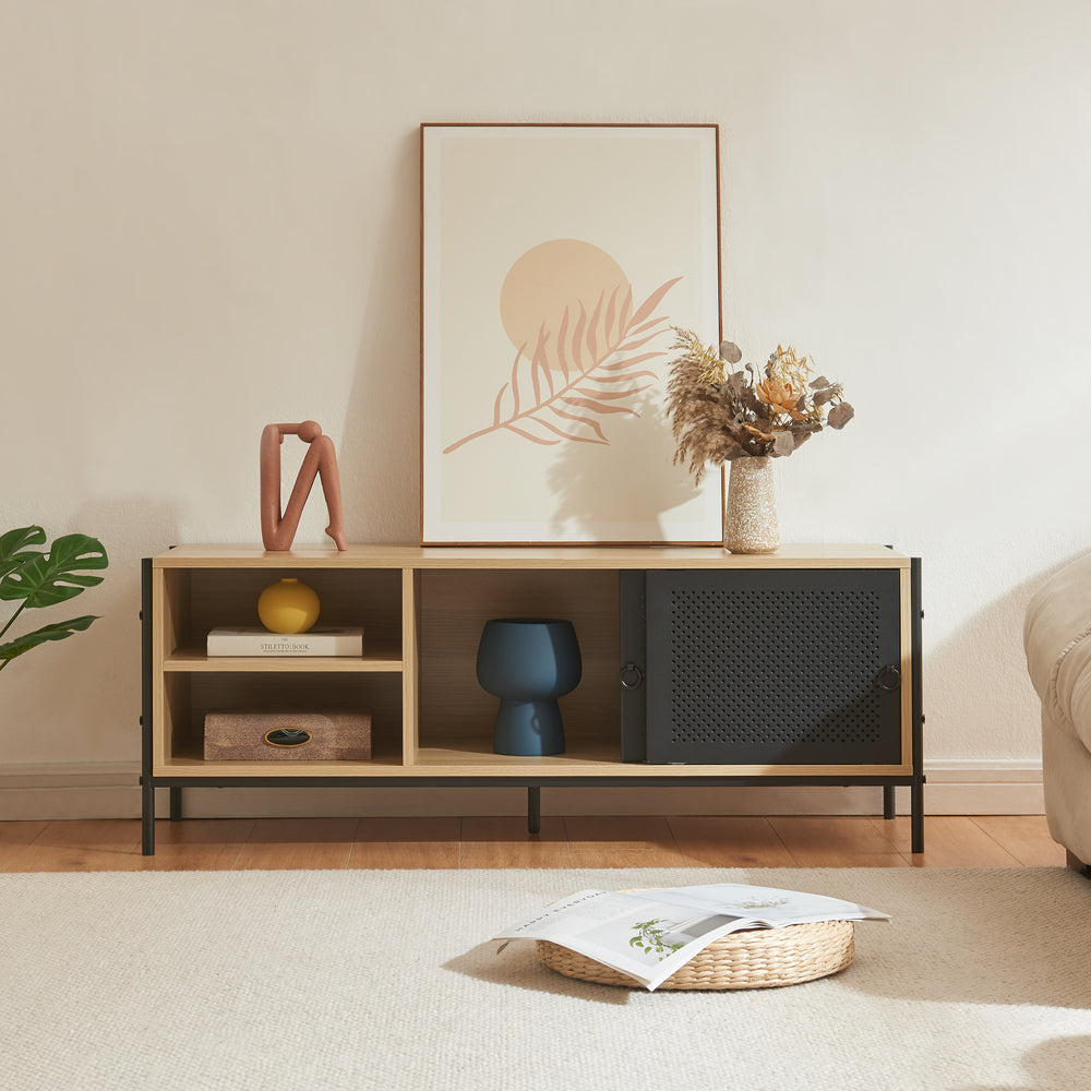 Mueble de TV Tysnes 120x40x45 cm aspecto roble/negro [en.casa] - premiumXL