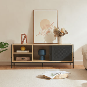 Mueble de TV Tysnes 120x40x45 cm aspecto roble/negro [en.casa]