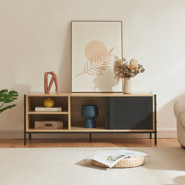 Mueble de TV Tysnes 120x40x45 cm aspecto roble/negro [en.casa]