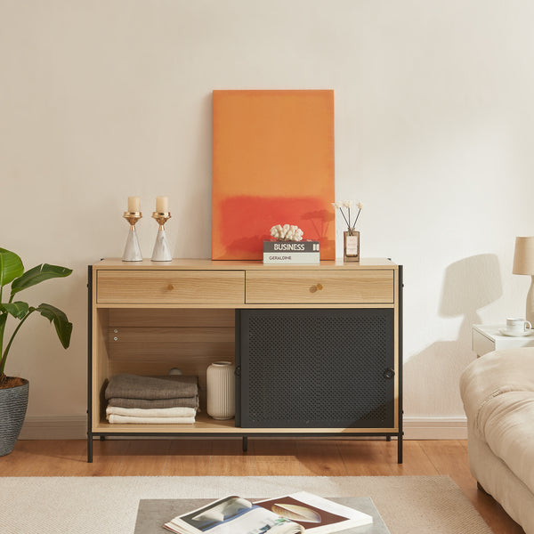 Mueble de televisión Tysnes 120x40x75 cm Roble/Negro [en.casa]