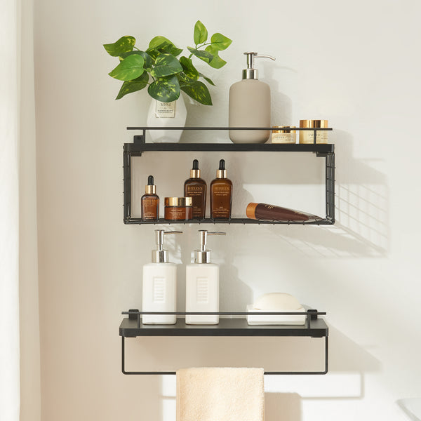 Estantería de pared Vik juego de 2 negro [en.casa]