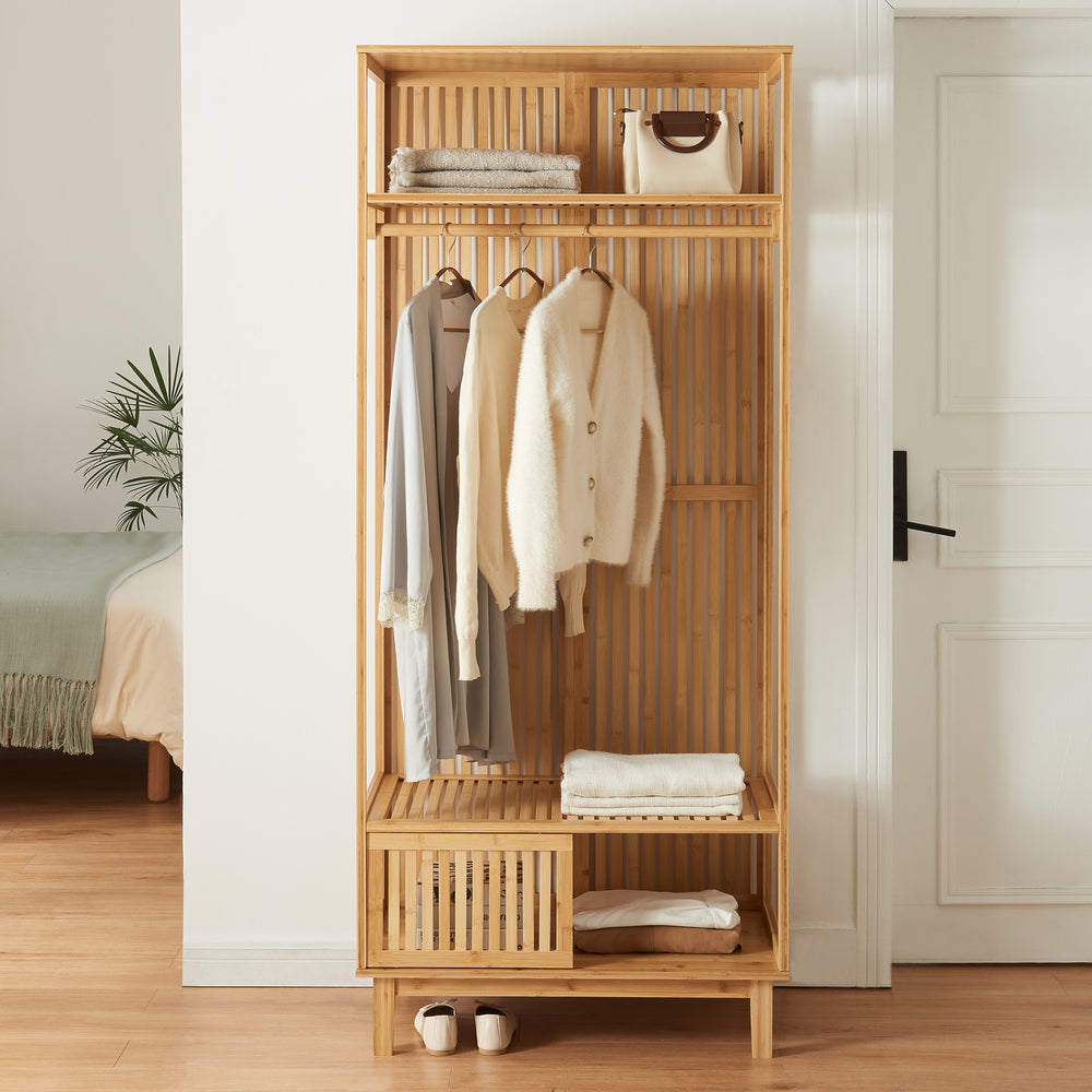 Perchero Ypäjä 187x80x47 cm bambú [en.casa] - premiumXL