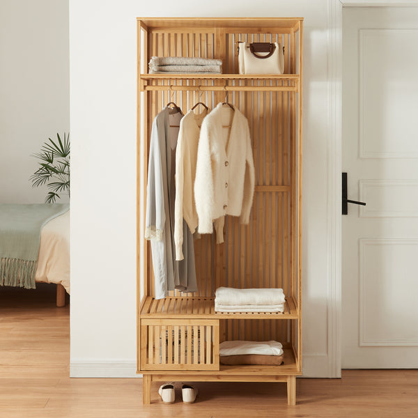 Perchero Ypäjä 187x80x47 cm Bambú [en.casa]