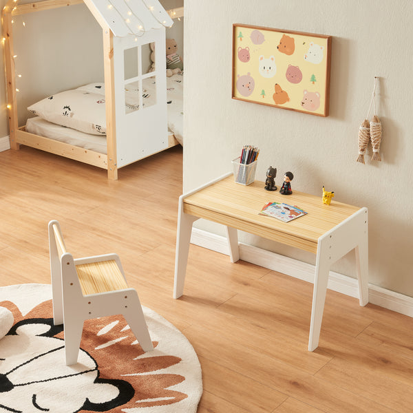 Escritorio infantil con silla Skinnskatteberg Madera/Blanco [en.casa]