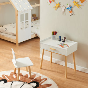 Escritorio infantil con silla Skjervøy Madera/Blanco [en.casa]
