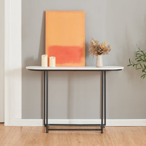 Mesa consola Nordfron 120x40x75 cm mármol, blanco [en.casa]