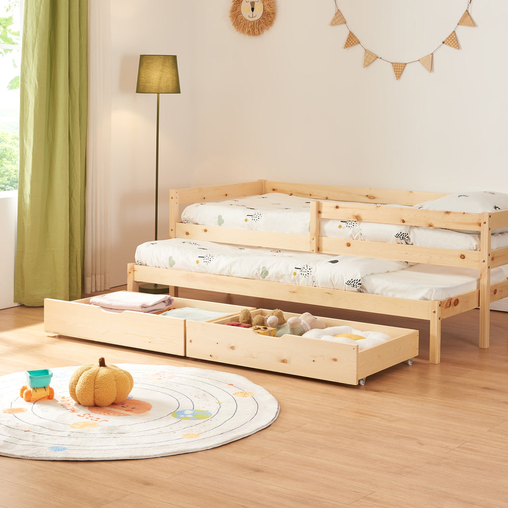 Cama doble para niños Sonkajärvi con colchón 90x200cm natural [en.casa] - premiumXL
