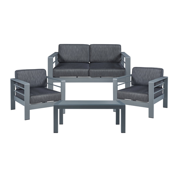 Conjunto de muebles de jardín Avise 4 piezas aluminio [casa.pro]