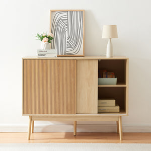 Aparador Landskrona con 2 puertas MDF 115x40x90cm - Roble [en.casa]