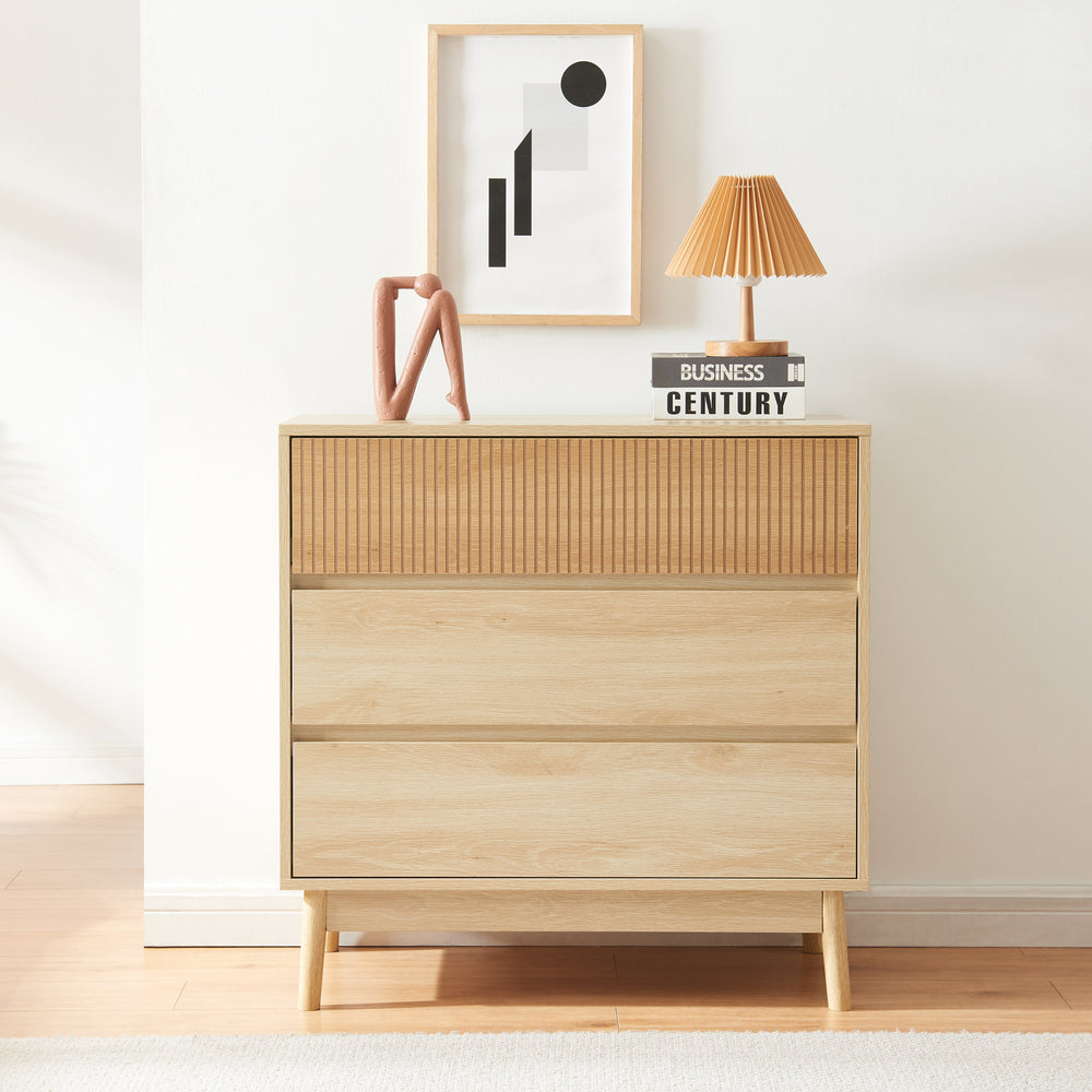 Cómoda Landskrona 80x80x40 cm con 3 cajones efecto roble [en.casa] - premiumXL