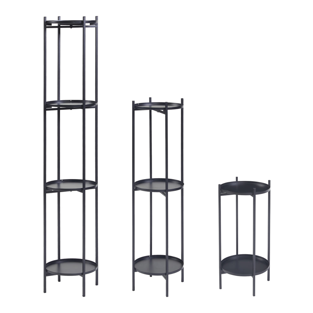 Soporte para plantas Tuusula juego de 3 metal negro [en.casa] - premiumXL
