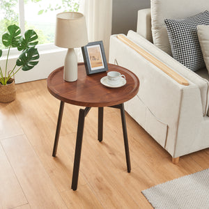 Mesa auxiliar Mippeena 54xØ50 cm Negro/Nogal [en.casa]