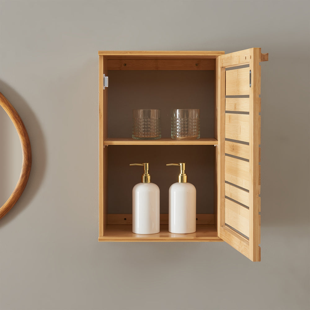 Armario de pared Epind 50x33x20 cm bambú natural [en.casa] - premiumXL