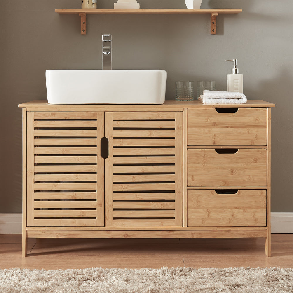 Mueble bajo lavabo Boksereys 60x100x35 cm bambú natural [en.casa] - premiumXL