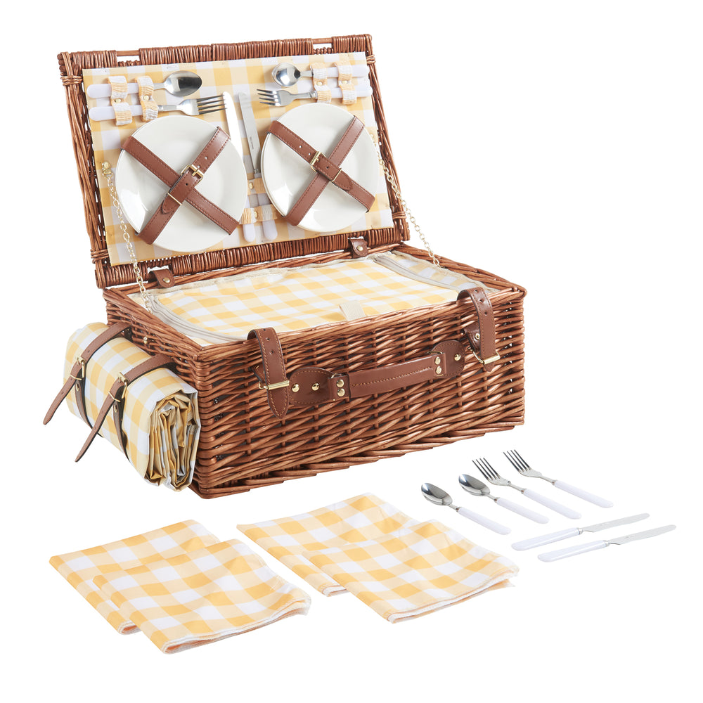 Cesta de picnic Brindisi para 4 personas set completo [casa.pro] - premiumXL